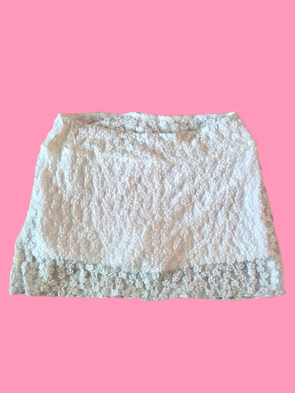 Lace Overlay Mini Skirt in White